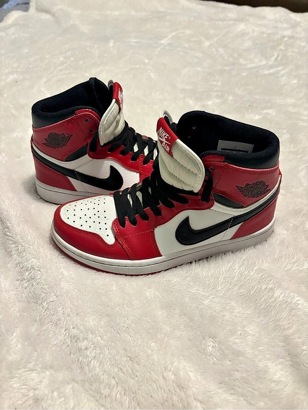 Nike Air Jordan 1 High Top Sneakers in Red & White
